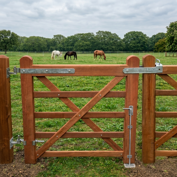 Gonds réglables pour barrière chevaux sur poteaux carrés