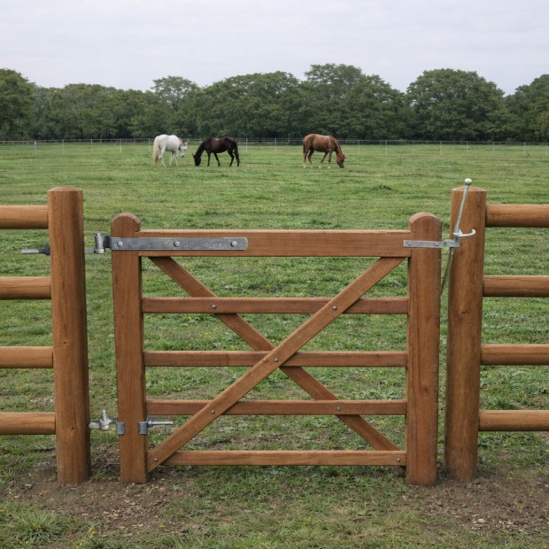 Gonds réglables pour barrière chevaux sur poteaux ronds