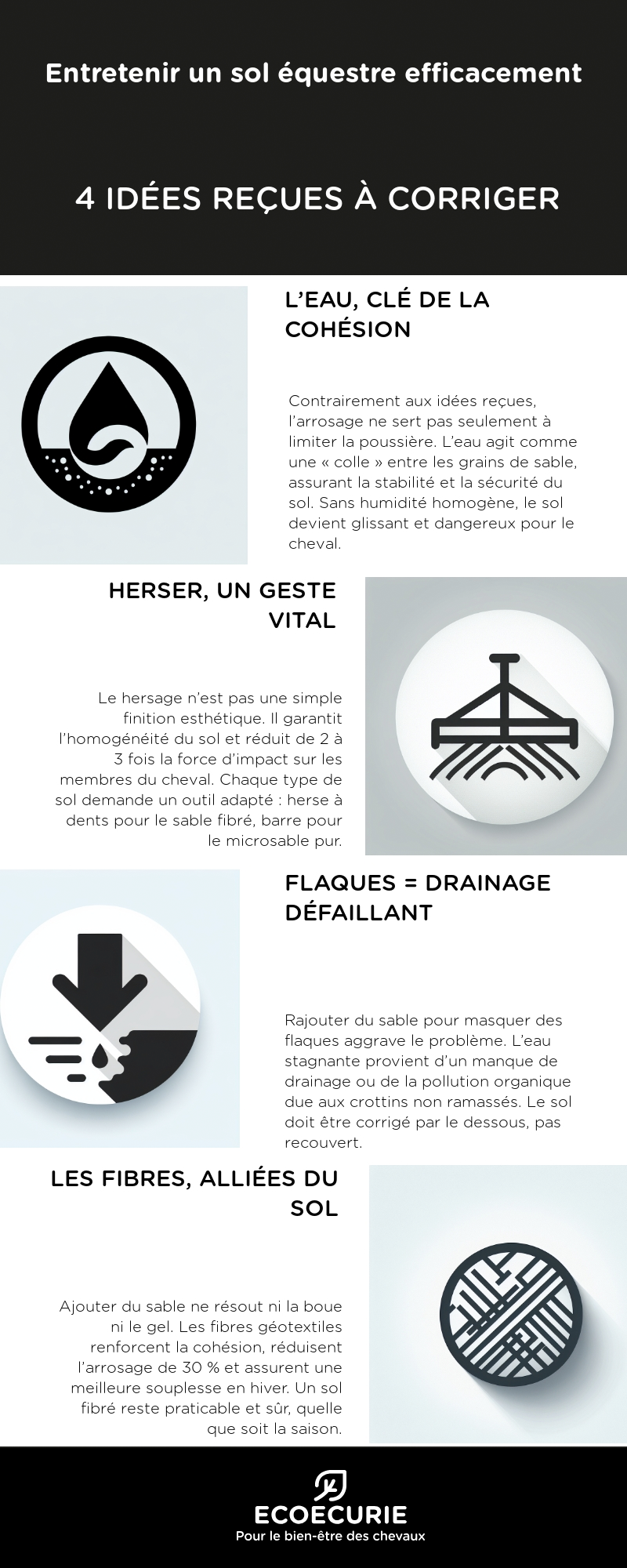 maintenance et entretien sol cheval : infographie